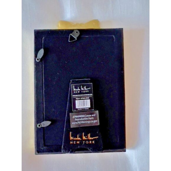 Set 2 Nicole Miller NY Bow Frames Gold Beaded Edge 4 x 6 Portrait 4 x 4 Round - Picture 6 of 11